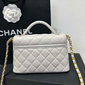 Chanel 25P AS5355 Small Flap Bag With Top Handle Gray Lambskin - Default Title - View 4