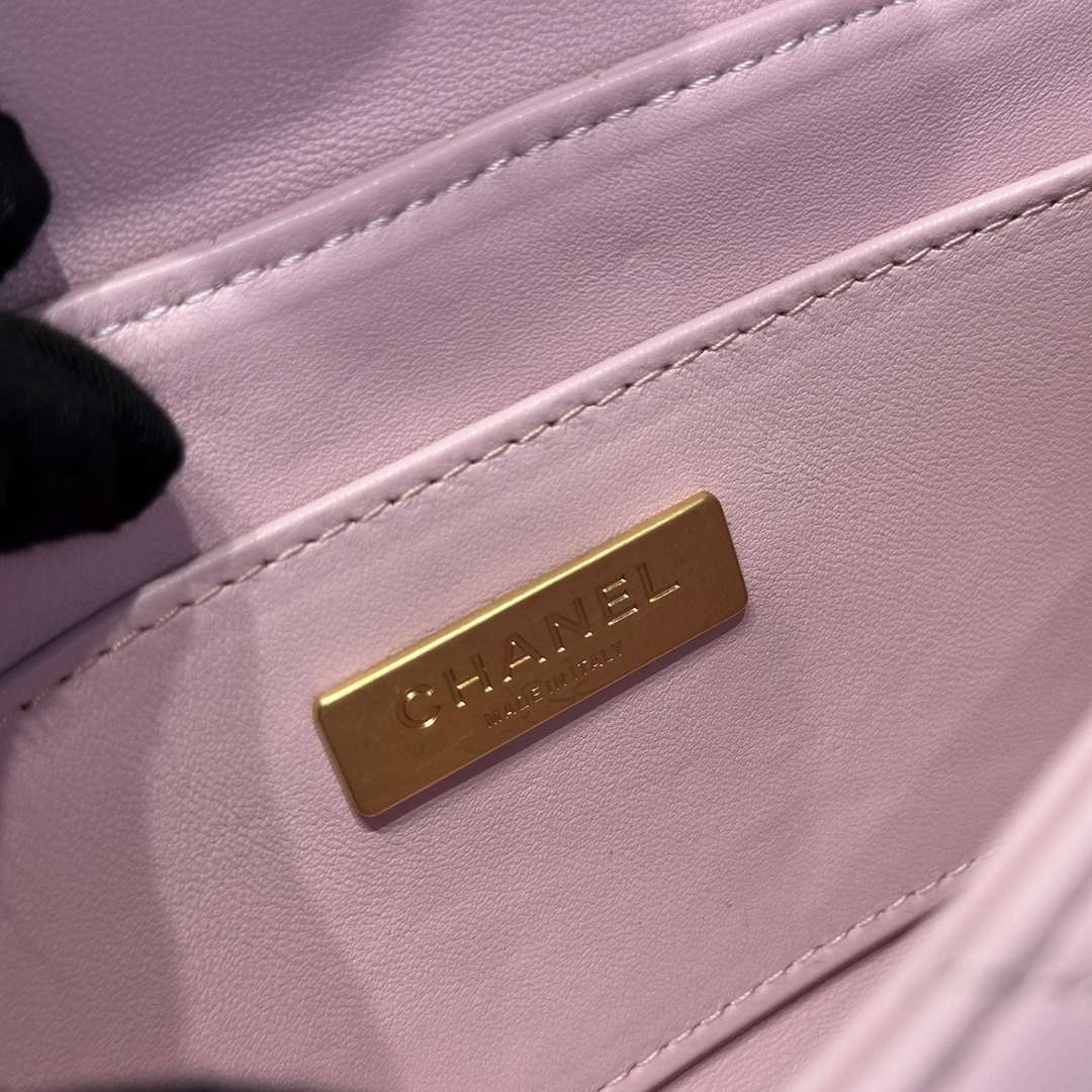 Chanel 25P AS5355 Small Flap Bag With Top Handle Pink Lambskin - Default Title - View 9
