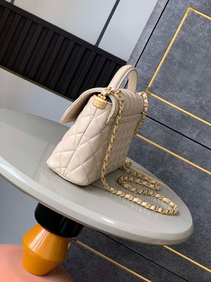 Chanel 25P AS5356 Meduim Flap Bag With Top Handle Apricot Lambskin - Default Title - View 2