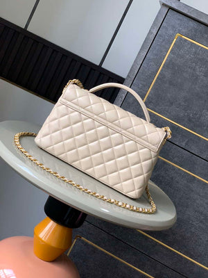 Chanel 25P AS5356 Meduim Flap Bag With Top Handle Apricot Lambskin - Default Title - View 3