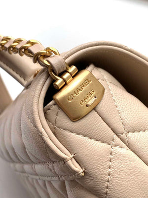 Chanel 25P AS5356 Meduim Flap Bag With Top Handle Apricot Lambskin - Default Title - View 6