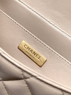 Chanel 25P AS5356 Meduim Flap Bag With Top Handle Apricot Lambskin - Default Title - View 8