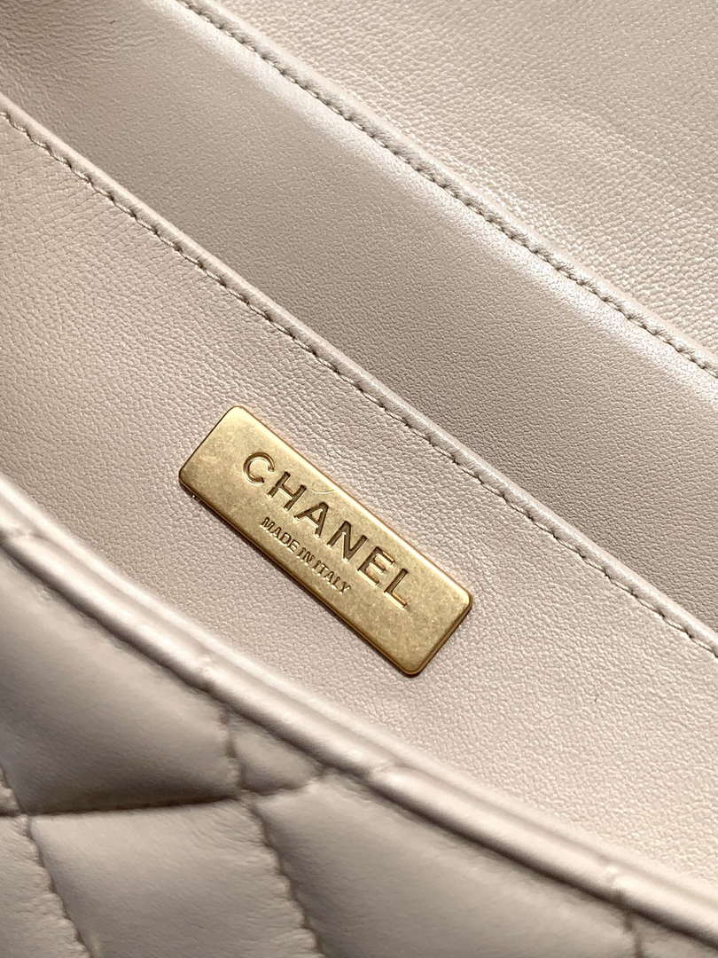 Chanel 25P AS5356 Meduim Flap Bag With Top Handle Apricot Lambskin