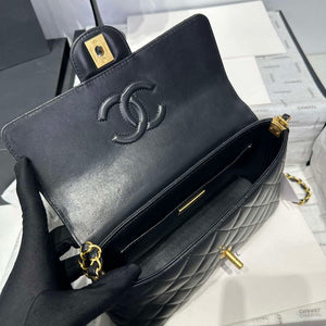 Chanel 25P AS5356 Meduim Flap Bag With Top Handle Black Lambskin - Default Title - View 8