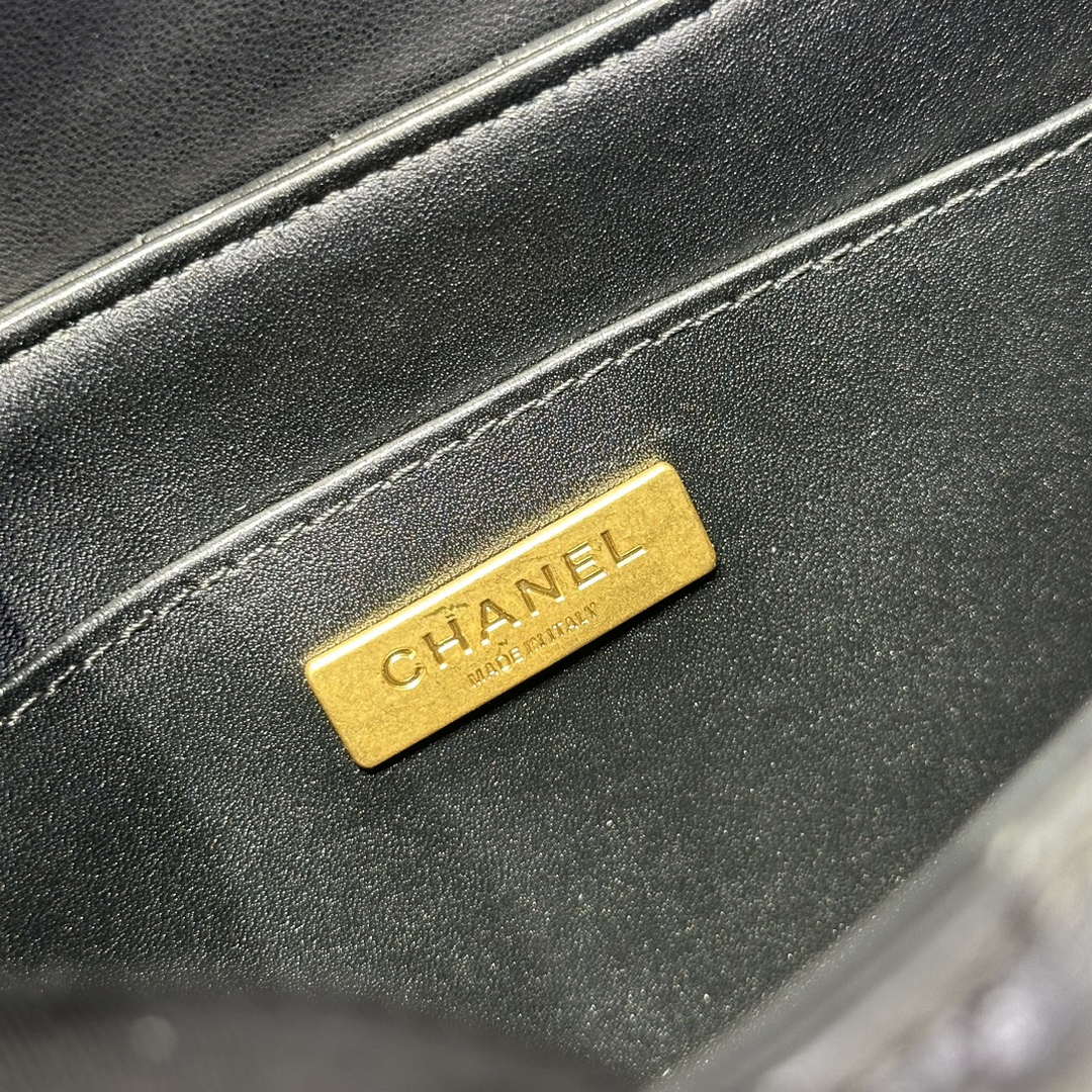 Chanel 25P AS5356 Meduim Flap Bag With Top Handle Black Lambskin - Default Title - View 9