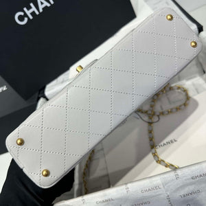 Chanel 25P AS5356 Meduim Flap Bag With Top Handle Gray Lambskin - Default Title - View 7