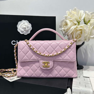 Chanel 25P AS5356 Meduim Flap Bag With Top Handle Pink Lambskin - Default Title - View 1
