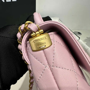 Chanel 25P AS5356 Meduim Flap Bag With Top Handle Pink Lambskin - Default Title - View 5