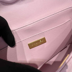 Chanel 25P AS5356 Meduim Flap Bag With Top Handle Pink Lambskin - Default Title - View 9
