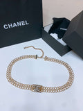 Chanel 25S Chain Belt Metal and Resin Black and White AA0900