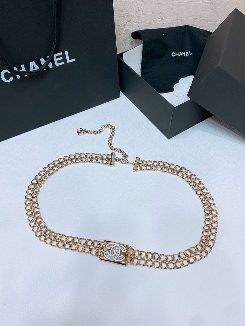 Chanel 25S Chain Belt Metal and Resin Black and White AA0901 - '--Please Select-- - View 1