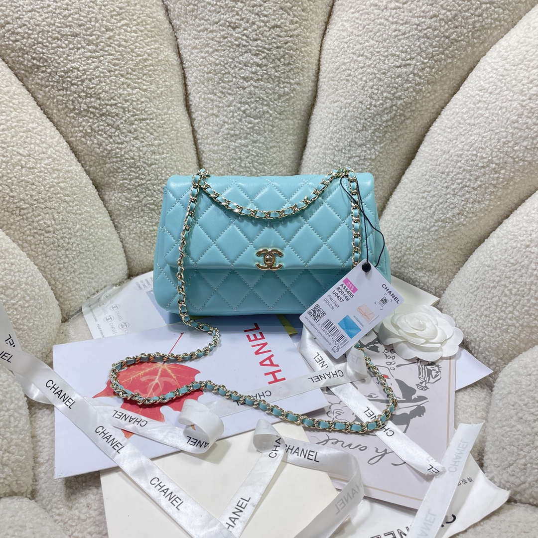 Chanel 25S Flap Blue Lambskin Bag AP5485 gold - Default Title - View 1