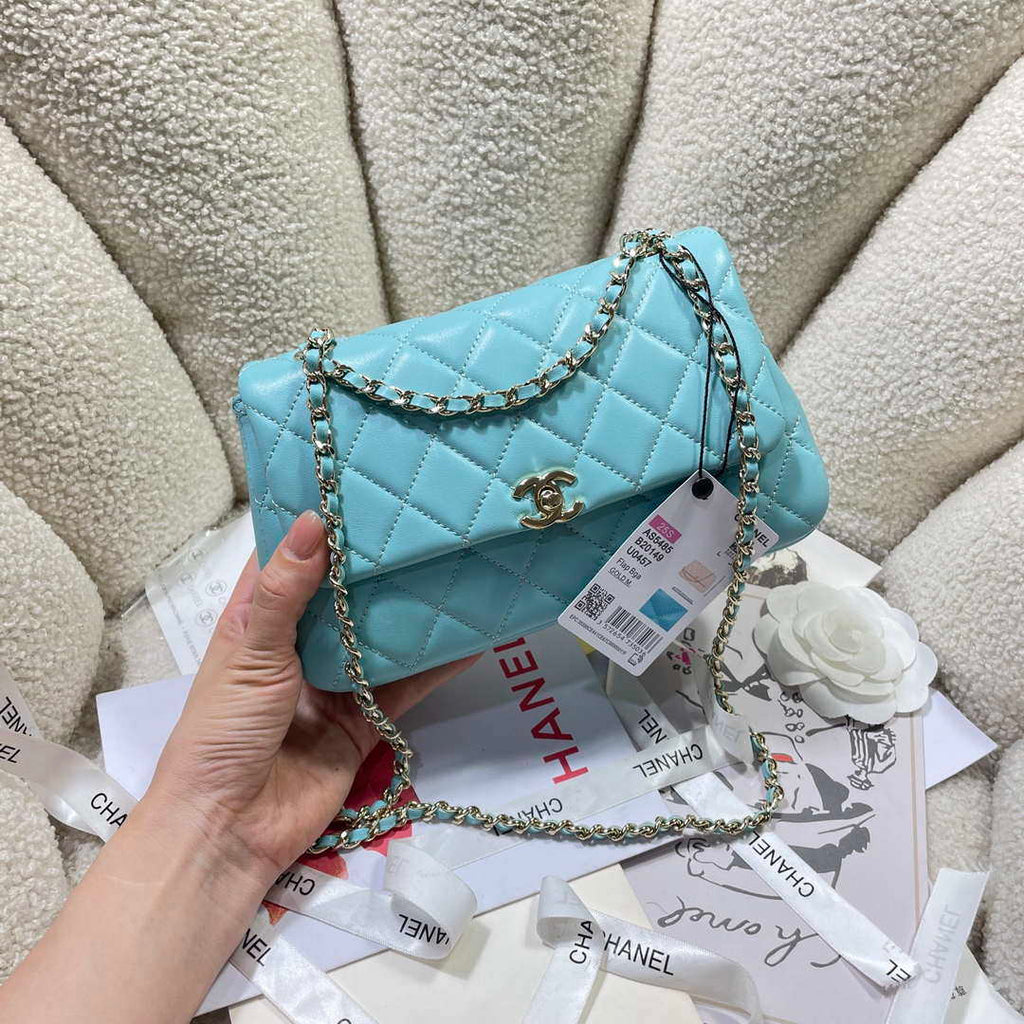 Chanel 25S Flap Blue Lambskin Bag AP5485 gold