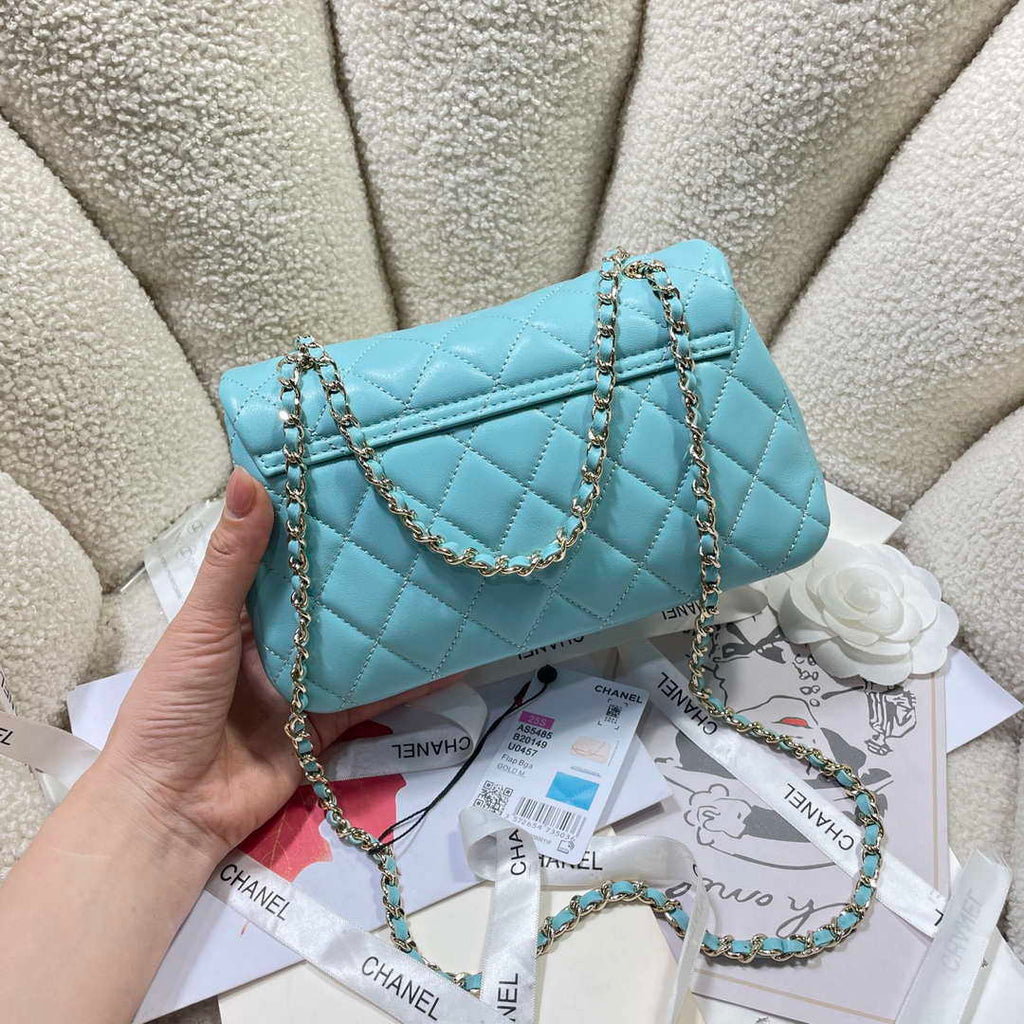 Chanel 25S Flap Blue Lambskin Bag AP5485 gold