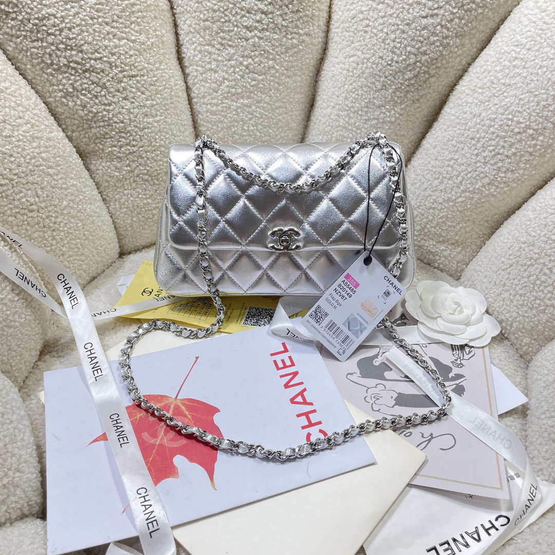 Chanel 25S Flap Silver Lambskin Bag AP5485 Silver