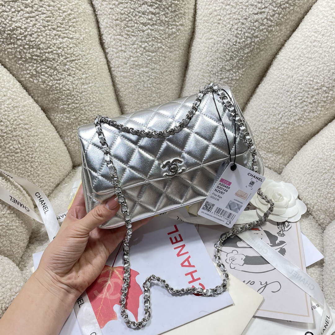 Chanel 25S Flap Silver Lambskin Bag AP5485 Silver