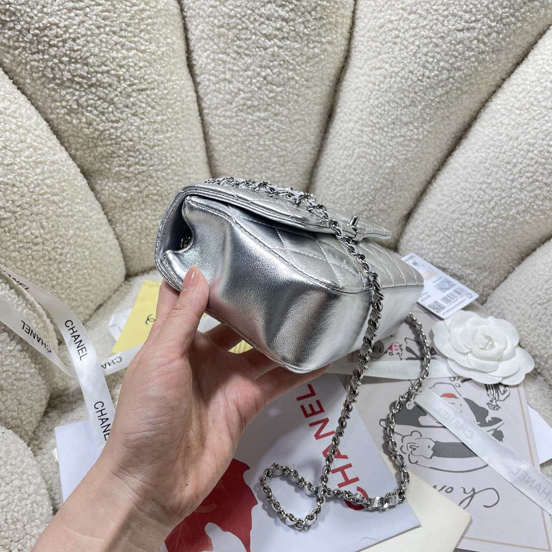 Chanel 25S Flap Silver Lambskin Bag AP5485 Silver - Default Title - View 3