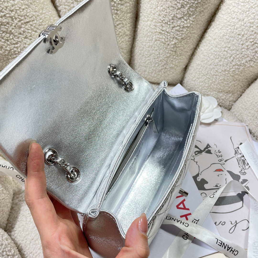Chanel 25S Flap Silver Lambskin Bag AP5485 Silver