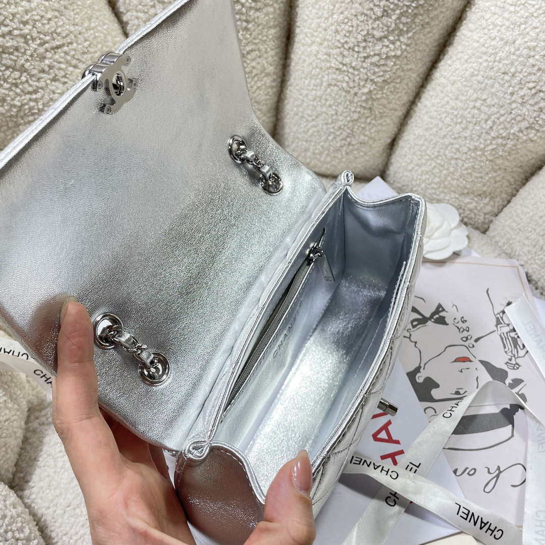 Chanel 25S Flap Silver Lambskin Bag AP5485 Silver