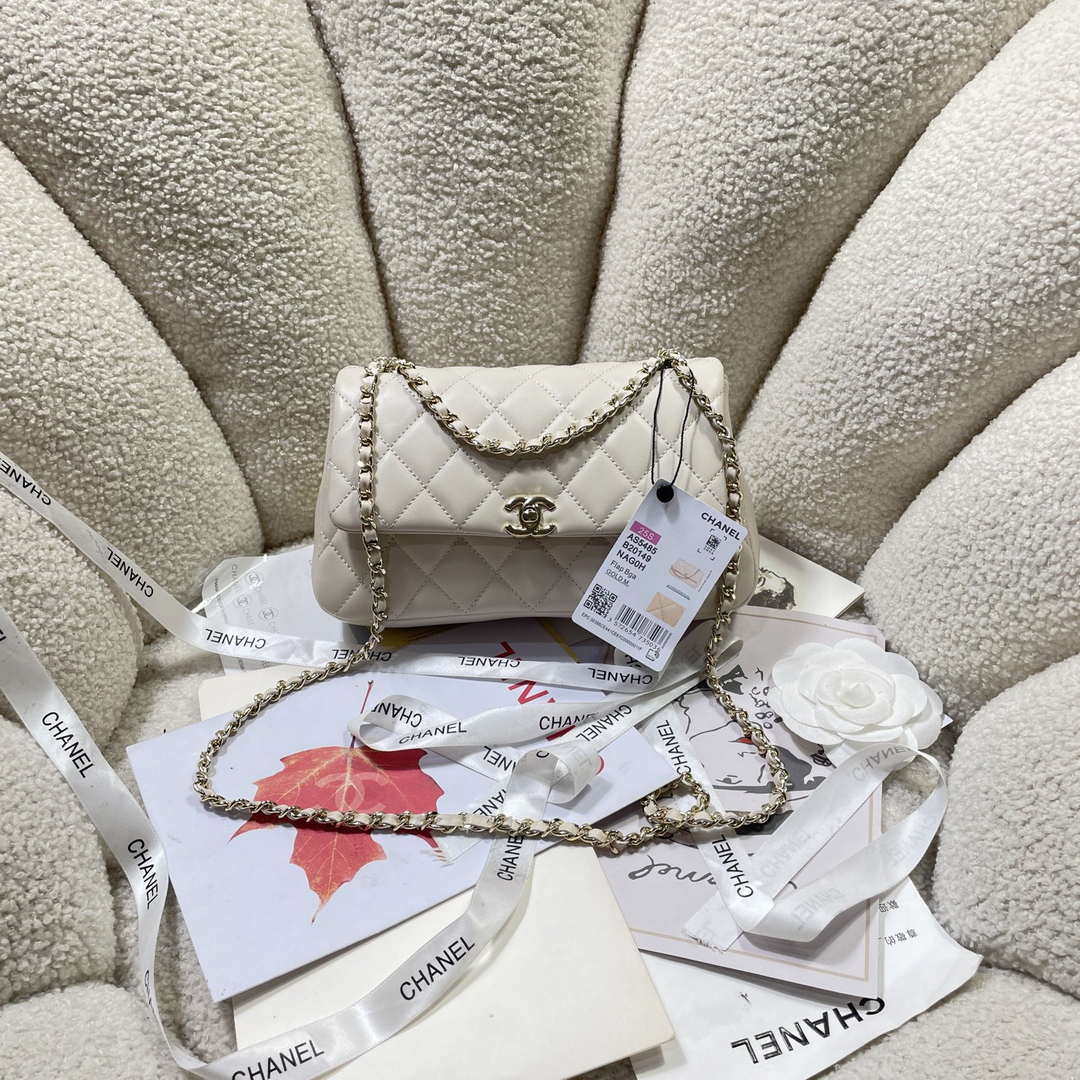 Chanel 25S Flap White Lambskin Bag AP5485 gold - Default Title - View 1