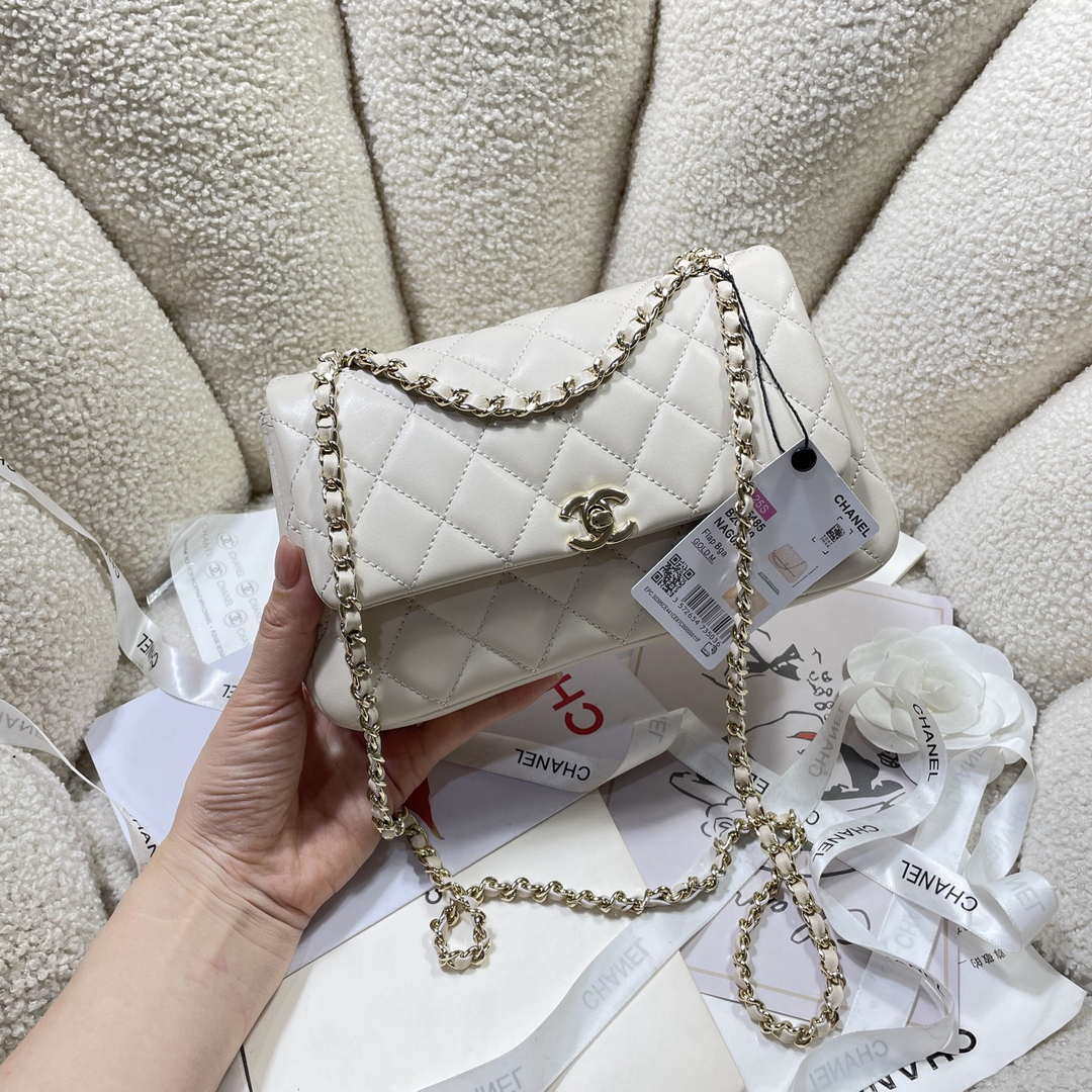 Chanel 25S Flap White Lambskin Bag AP5485 gold - Default Title - View 2