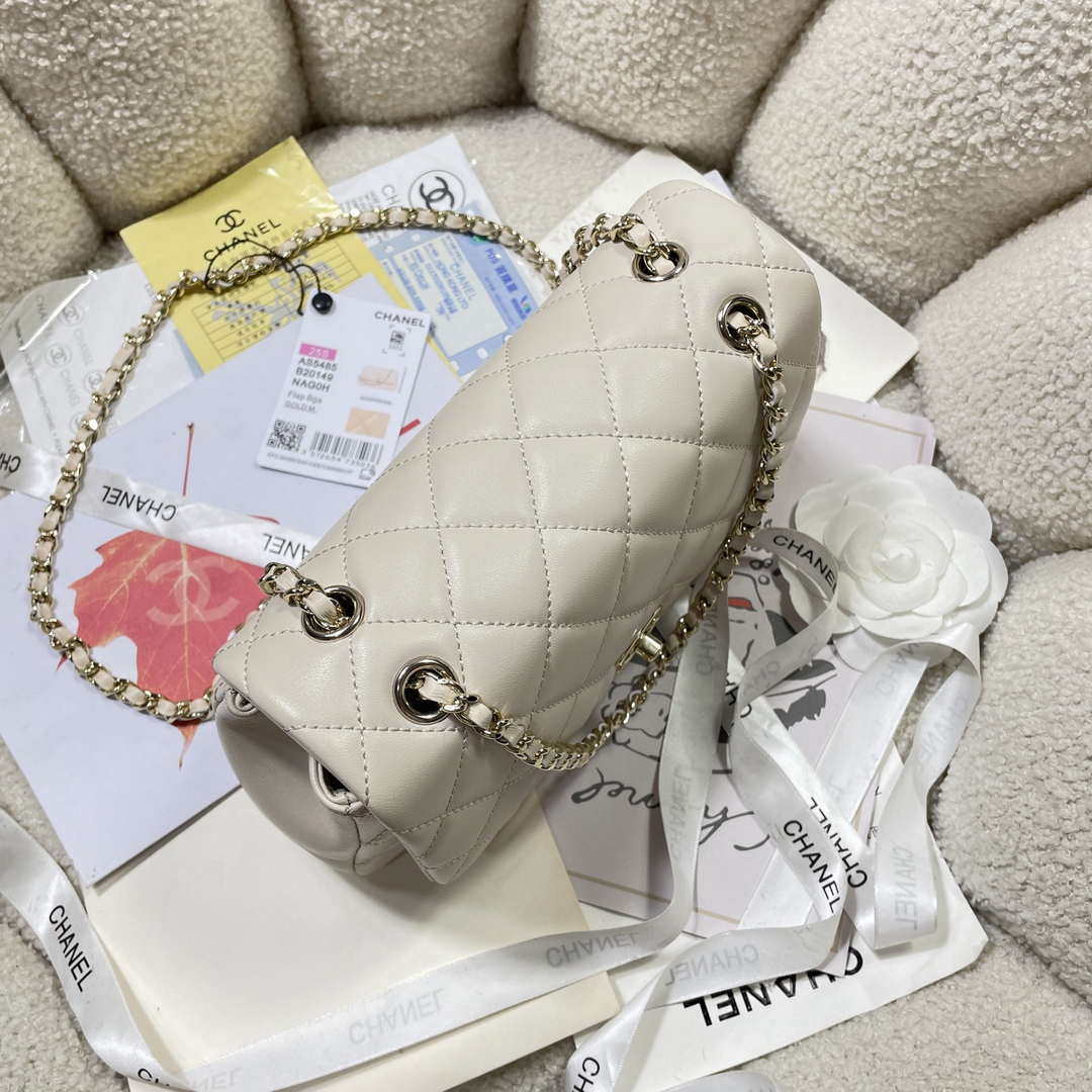 Chanel 25S Flap White Lambskin Bag AP5485 gold - Default Title - View 5