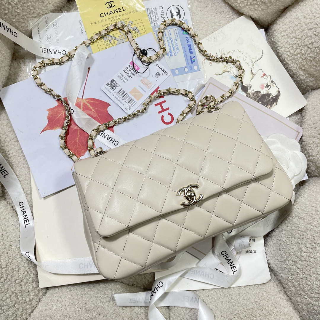 Chanel 25S Flap White Lambskin Bag AP5485 gold - Default Title - View 6