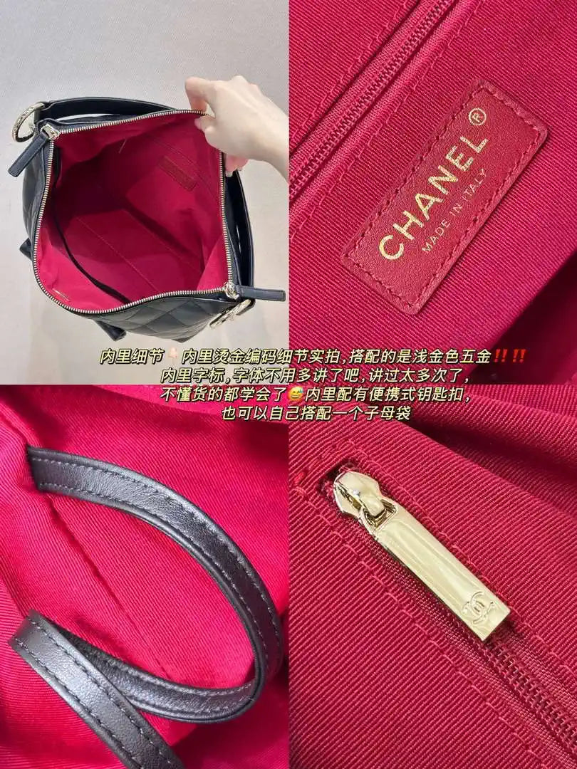 Chanel 25SS AS4347 Hobo Handbag in Lambskin Black