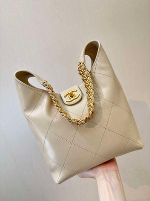 Chanel 25SS AS5403 Hobo Handbag Shiny Lambskin & Gold-Tone Metal Apricot - Default Title - View 7