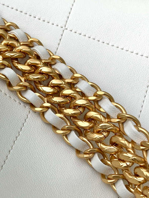 Chanel 25SS AS5403 Hobo Handbag Shiny Lambskin & Gold-Tone Metal White - Default Title - View 6