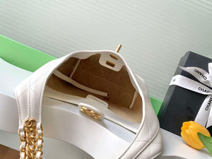 Chanel 25SS AS5403 Hobo Handbag Shiny Lambskin & Gold-Tone Metal White - Default Title - View 8