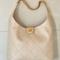 Chanel 25P AS5425 Large Hobo Handbag Shiny Lambskin & Gold-Tone Metal Apricot - Default Title - View 1