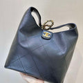 Chanel 25SS AS5425 Large Hobo Handbag Shiny Lambskin & Gold-Tone Metal Black - Default Title - View 1