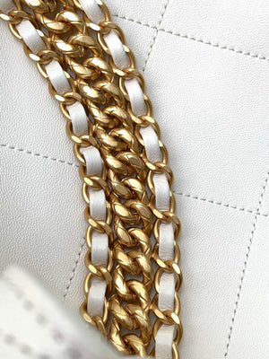 Chanel 25P AS5425 Large Hobo Handbag Shiny Lambskin & Gold-Tone Metal White - Default Title - View 6