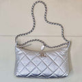 Chanel 25SS AS5528 Hobo Handbag in Lambskin Silver - Default Title - View 1