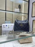 Chanel 25SS Crush With handle box Bag Lambskin AP4591 Navy Blue