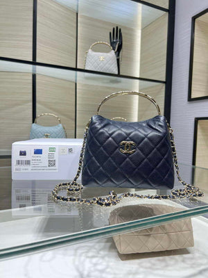 Chanel 25SS Crush With handle box Bag Lambskin AP4591 Navy Blue - Default Title - View 1