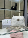 Chanel 25SS Crush With handle box Bag Lambskin AP4591 White