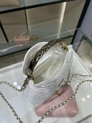 Chanel 25SS Crush With handle box Bag Lambskin AP4591 White - Default Title - View 8