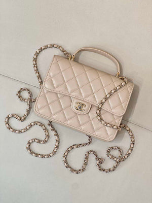 Chanel 25SS Flap Bag Lambskin With Top Handle AS4450 Apricot - Default Title - View 1