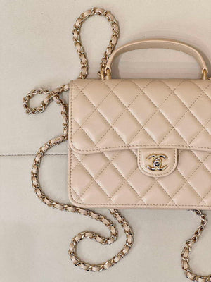 Chanel 25SS Flap Bag Lambskin With Top Handle AS4450 Apricot - Default Title - View 4