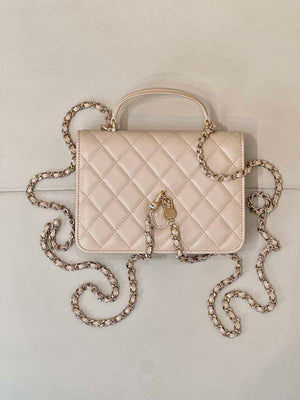 Chanel 25SS Flap Bag Lambskin With Top Handle AS4450 Apricot - Default Title - View 7