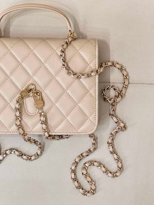 Chanel 25SS Flap Bag Lambskin With Top Handle AS4450 Apricot - Default Title - View 9