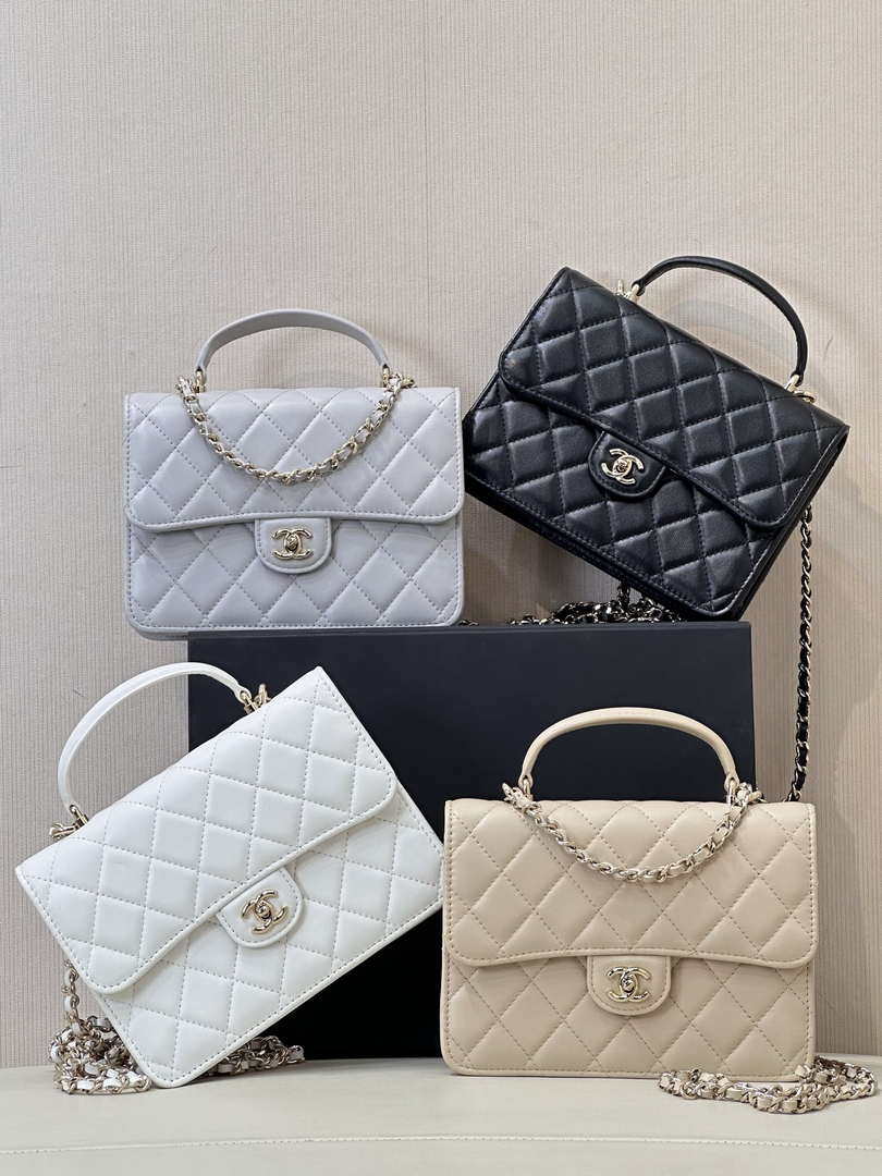 Chanel 25SS Flap Bag Lambskin With Top Handle AS4450 Black - Default Title - View 2