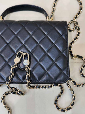 Chanel 25SS Flap Bag Lambskin With Top Handle AS4450 Black - Default Title - View 6