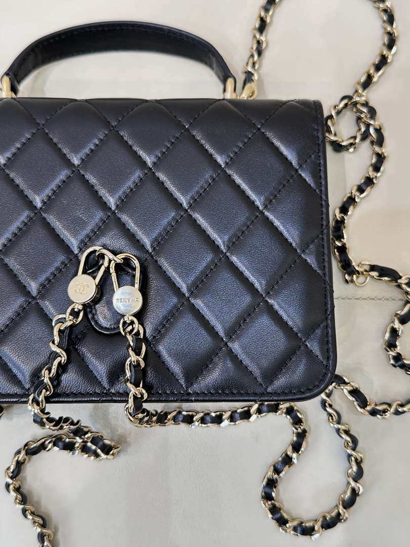 Chanel 25SS Flap Bag Lambskin With Top Handle AS4450 Black - Default Title - View 6