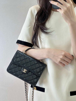 Chanel 25SS Flap Bag Lambskin With Top Handle AS4450 Black - Default Title - View 7