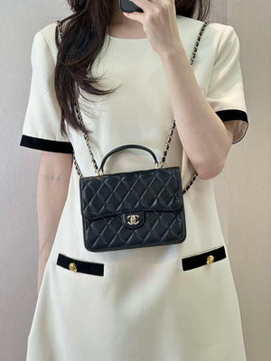 Chanel 25SS Flap Bag Lambskin With Top Handle AS4450 Black - Default Title - View 9