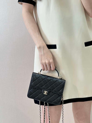 Chanel 25SS Flap Bag Lambskin With Top Handle AS4450 Black - Default Title - View 11