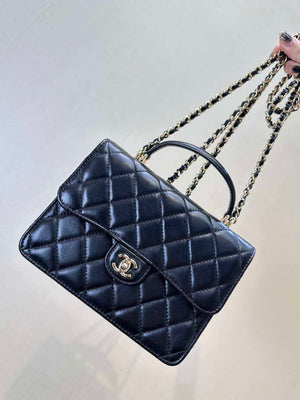 Chanel 25SS Flap Bag Lambskin With Top Handle AS4450 Black - Default Title - View 13